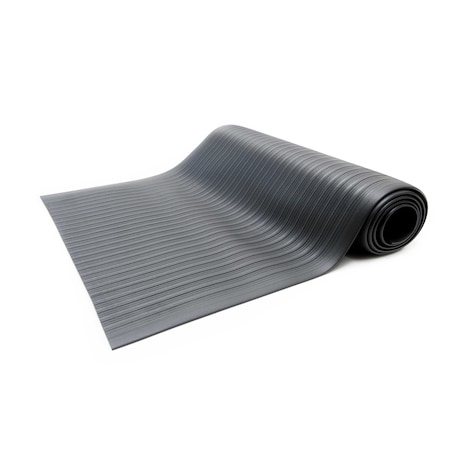 Bertech Antifatigue Mat, 6 ft. L x 3 ft. W, 3/8 in Thickness, Ribbed, Black AFRB38-3x6BLK